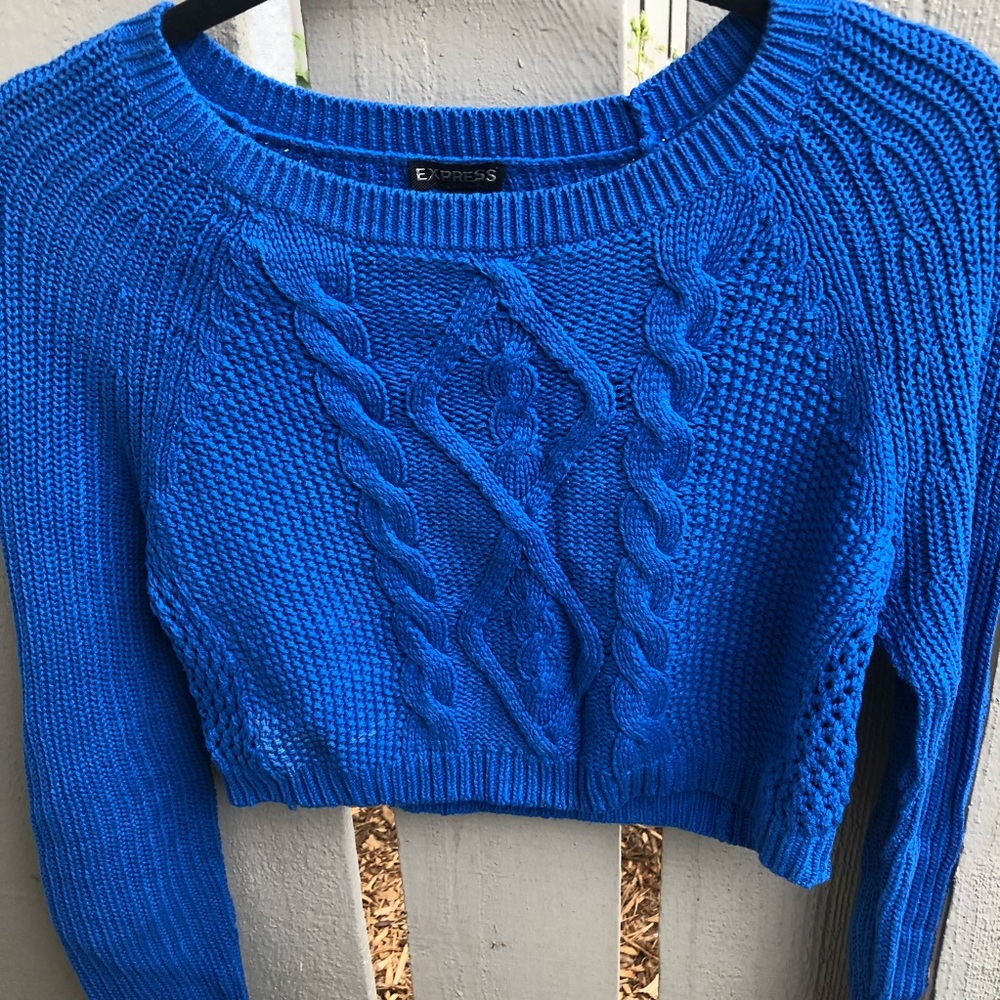 Blue cropped sweater from Express